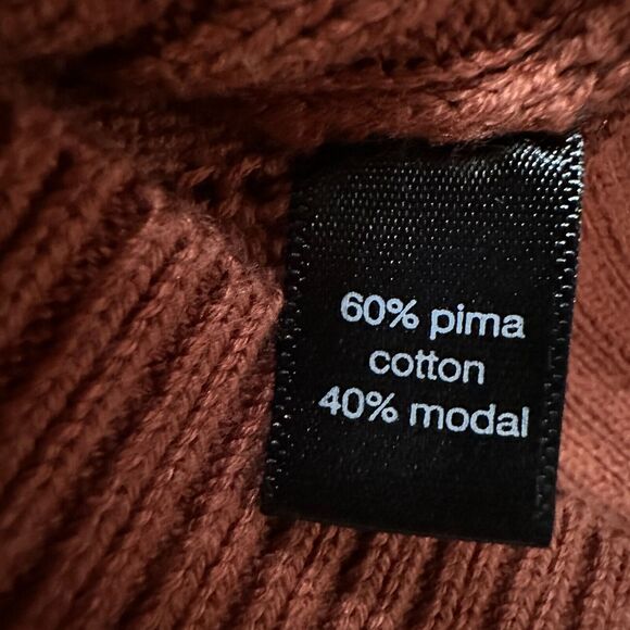 Peruvian Connection Cardigan Sweater Womens XS Rust Open Knit Long Duster Cotton - Picture 6 of 9